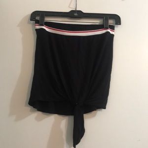 Black tube top with white and red stripe